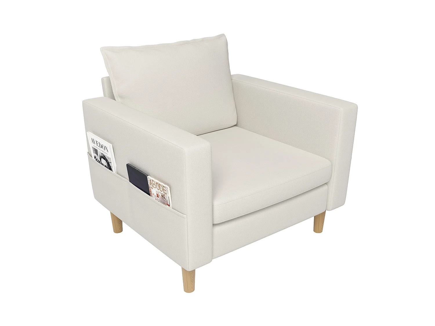 Poltrona in ciniglia con tasche portaoggetti - Beige