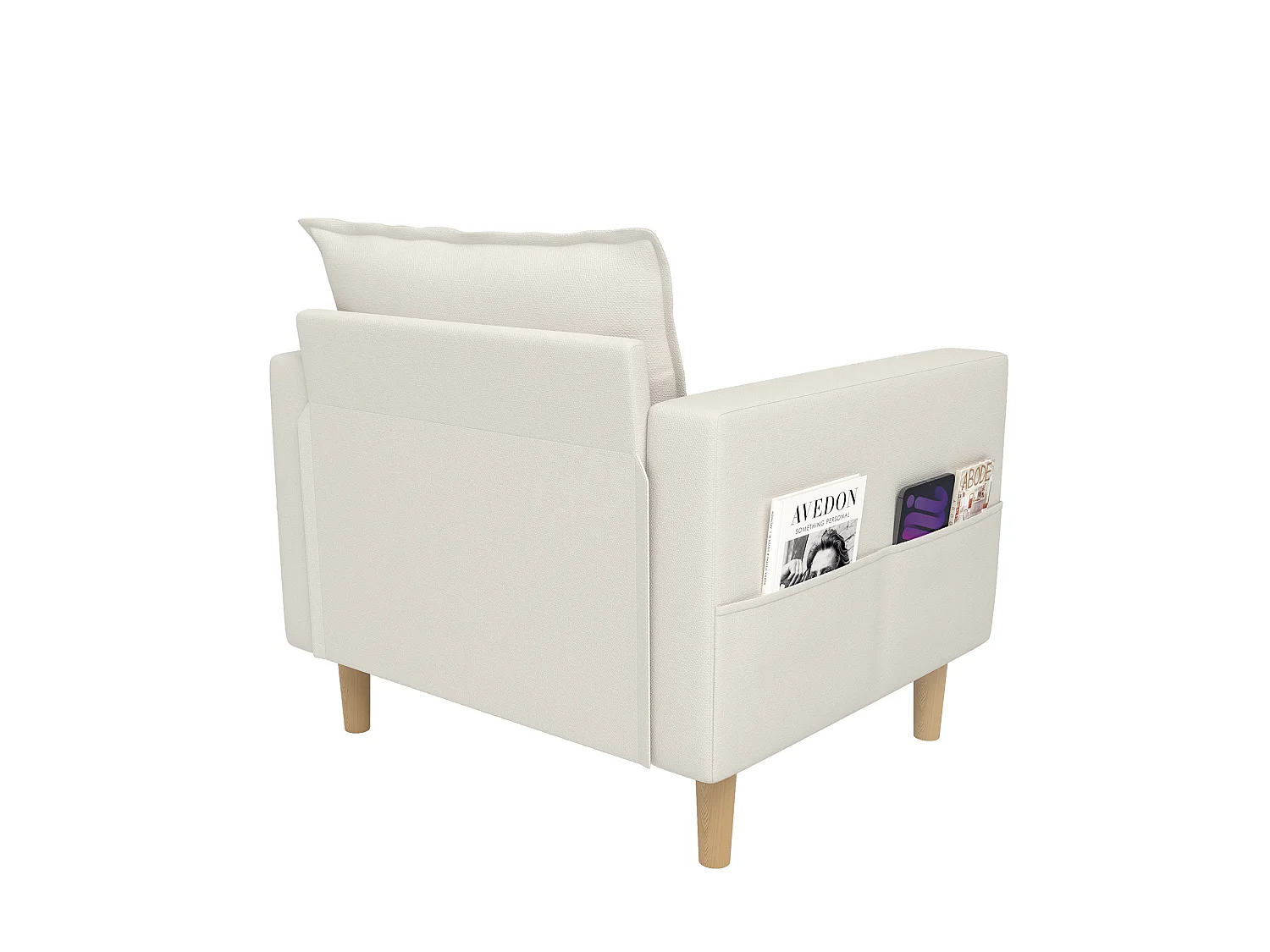 Poltrona in ciniglia con tasche portaoggetti - Beige