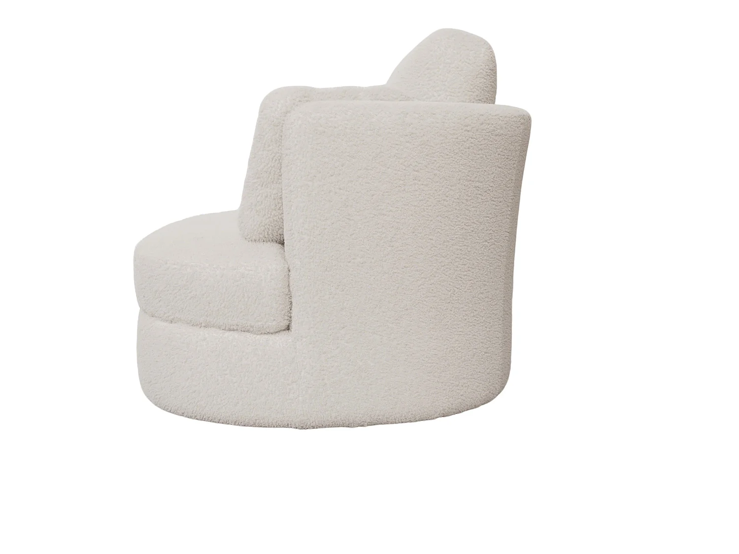 Fauteuil pivotant 360° en tissu ivoire avec 3 coussins