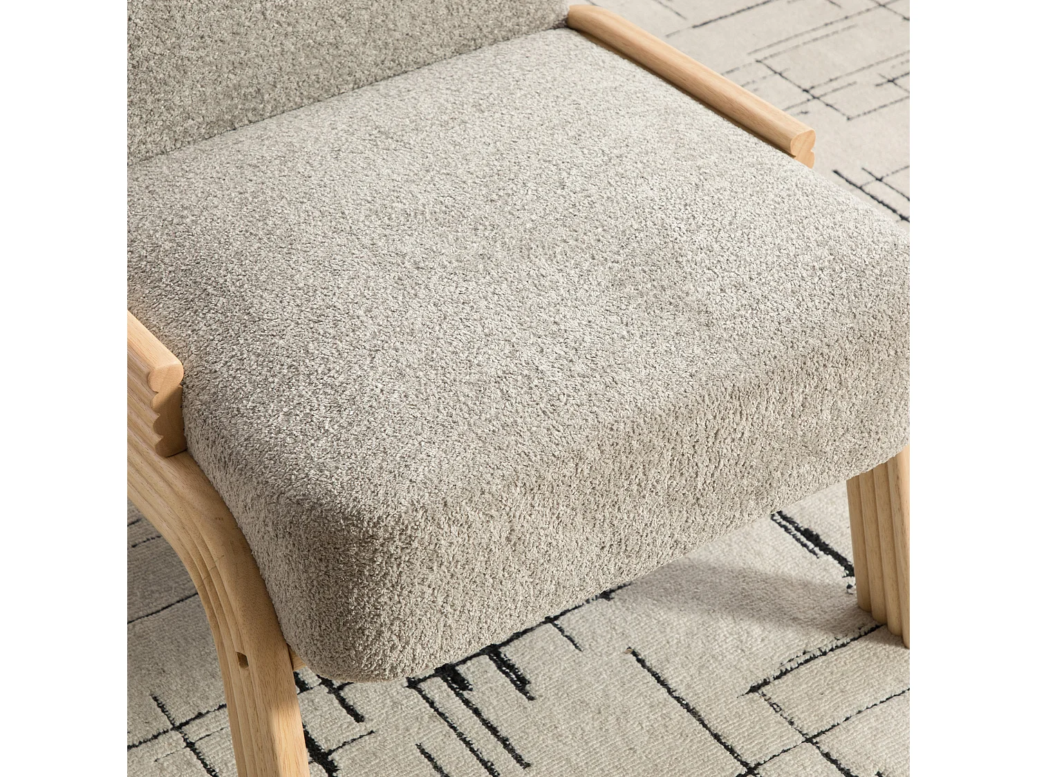 Poltrona in tessuto ciniglia con struttura in legno - Grigio