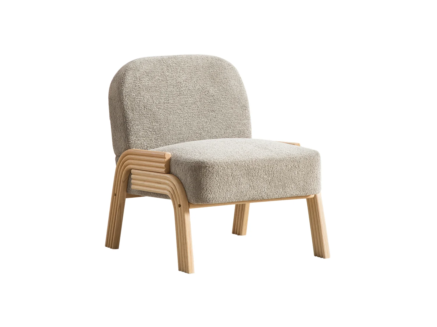 Poltrona in tessuto ciniglia con struttura in legno - Grigio