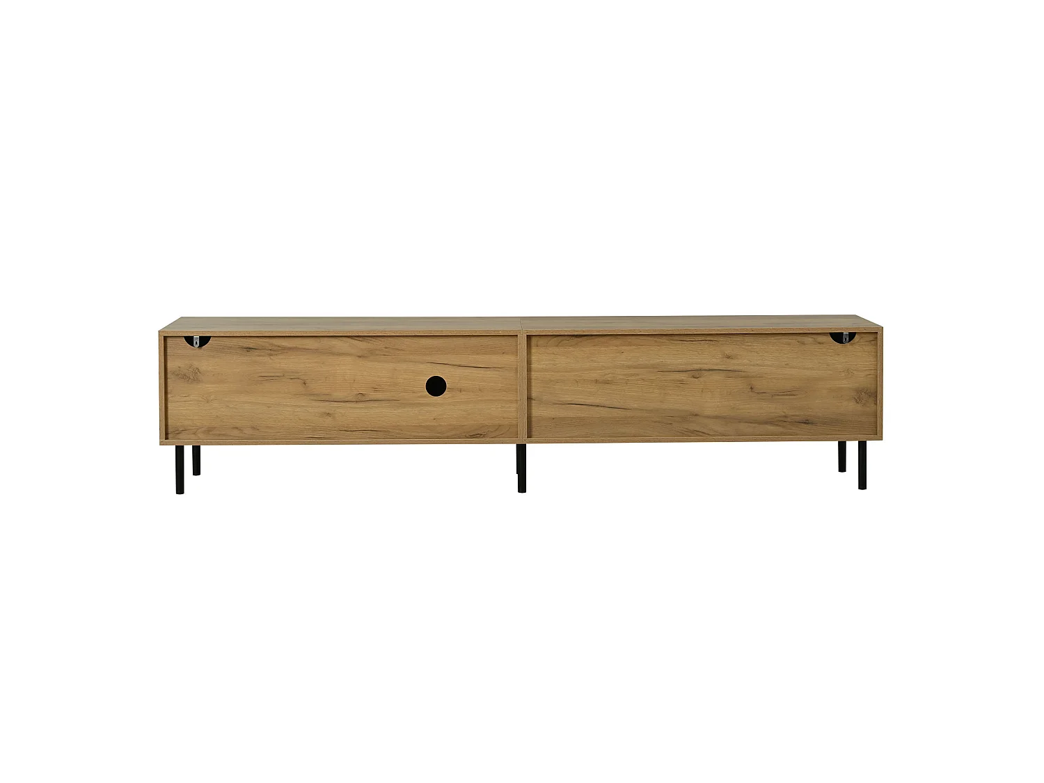 TV-möbel 208 cm med 2 lådor och 3 dörrar - Trä och svart finish