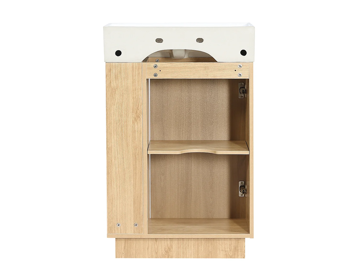 55 cm fristående kommod med keramikhandfat och förvaring - Räfflad finish - Träfinish