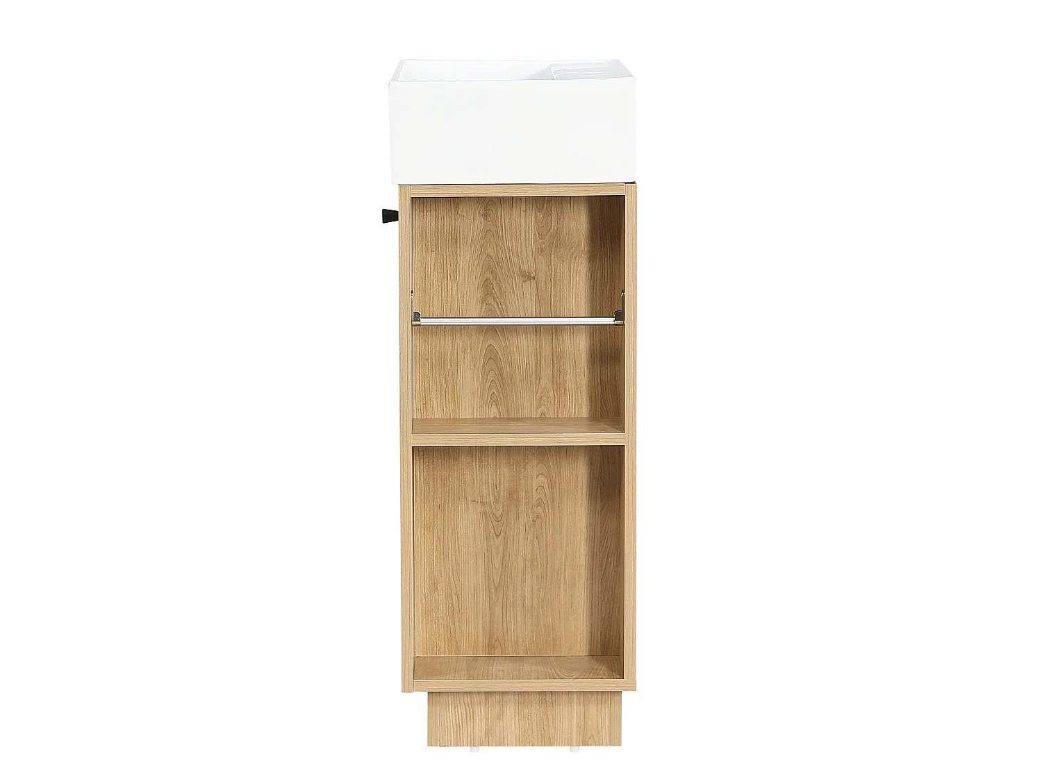 55 cm fristående kommod med keramikhandfat och förvaring - Räfflad finish - Träfinish