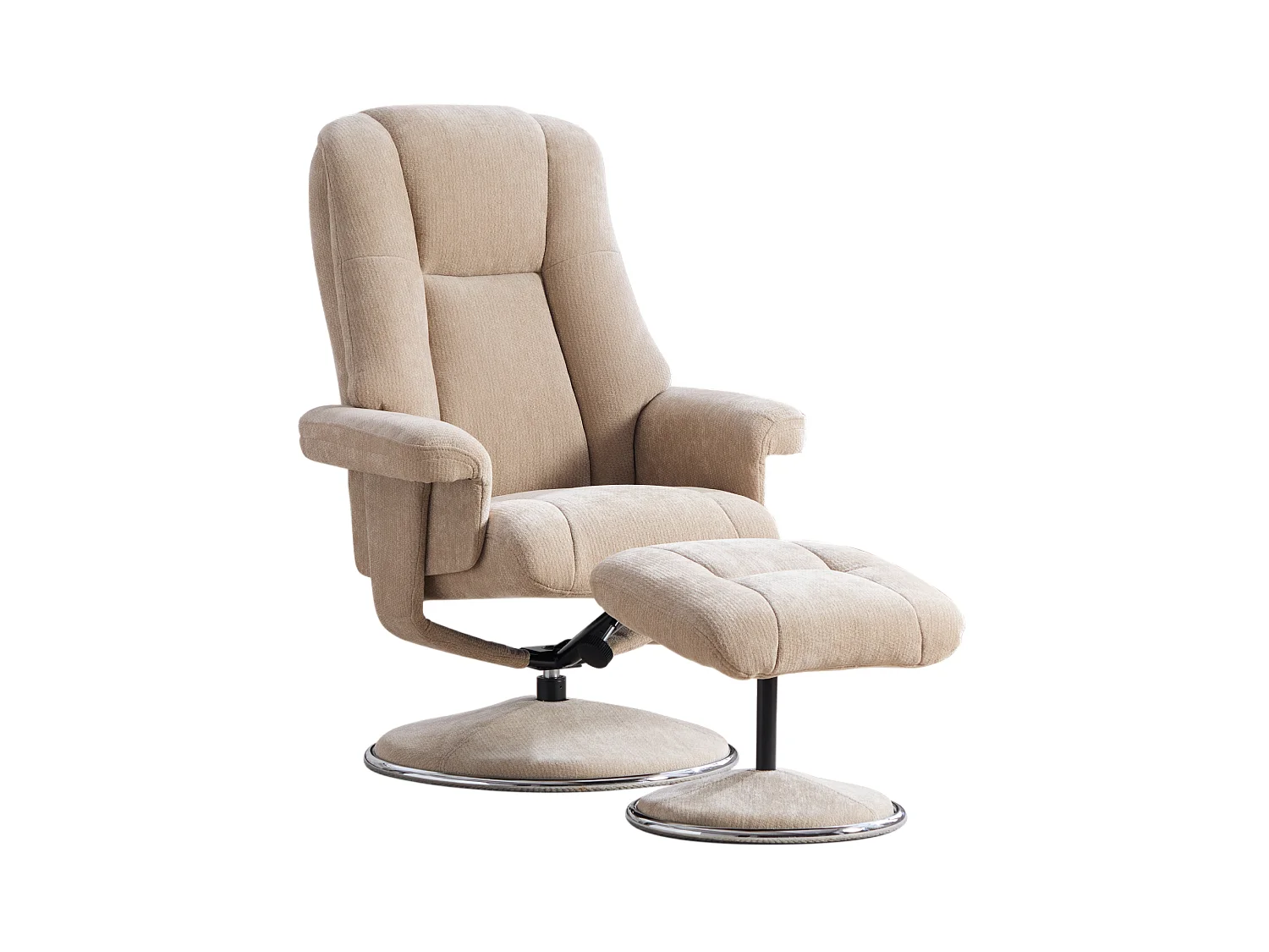 Fauteuil relax pivotant en chenille taupe - Fauteuil Inclinable avec repose-pieds et dossier réglable