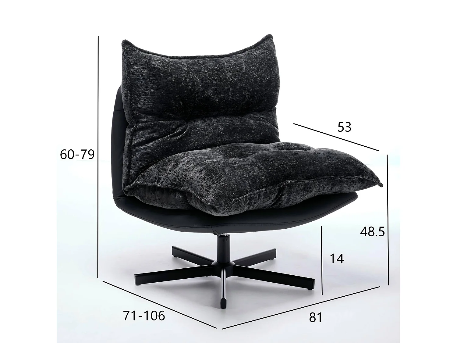 Poltrona reclinabile girevole con schienale regolabile in 3 posizioni – Gambe in metallo - Grigio scuro