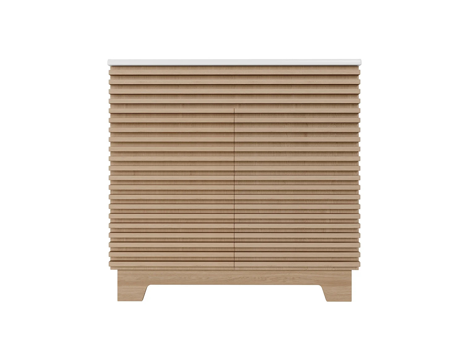 Meuble vasque salle de bain naturel avec 2 portes, vasque en céramique
