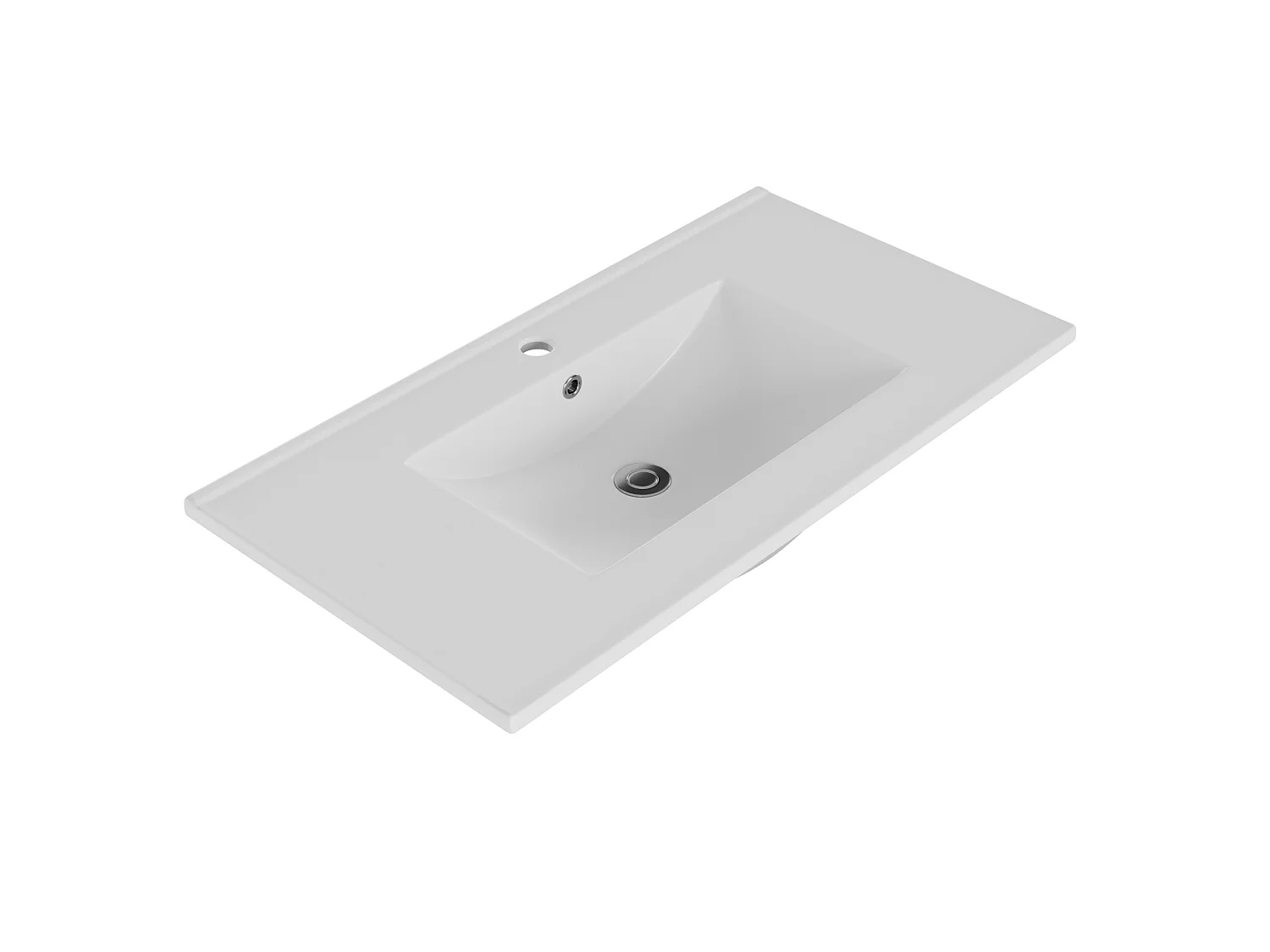 Meuble vasque salle de bain naturel avec 2 portes, vasque en céramique