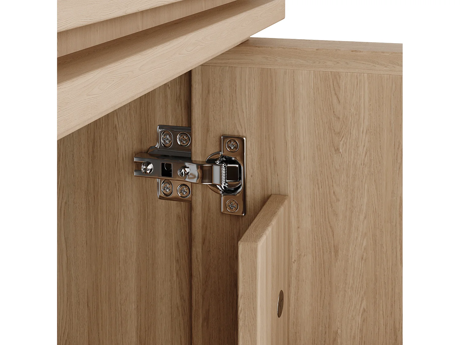 Meuble vasque salle de bain naturel avec 2 portes, vasque en céramique