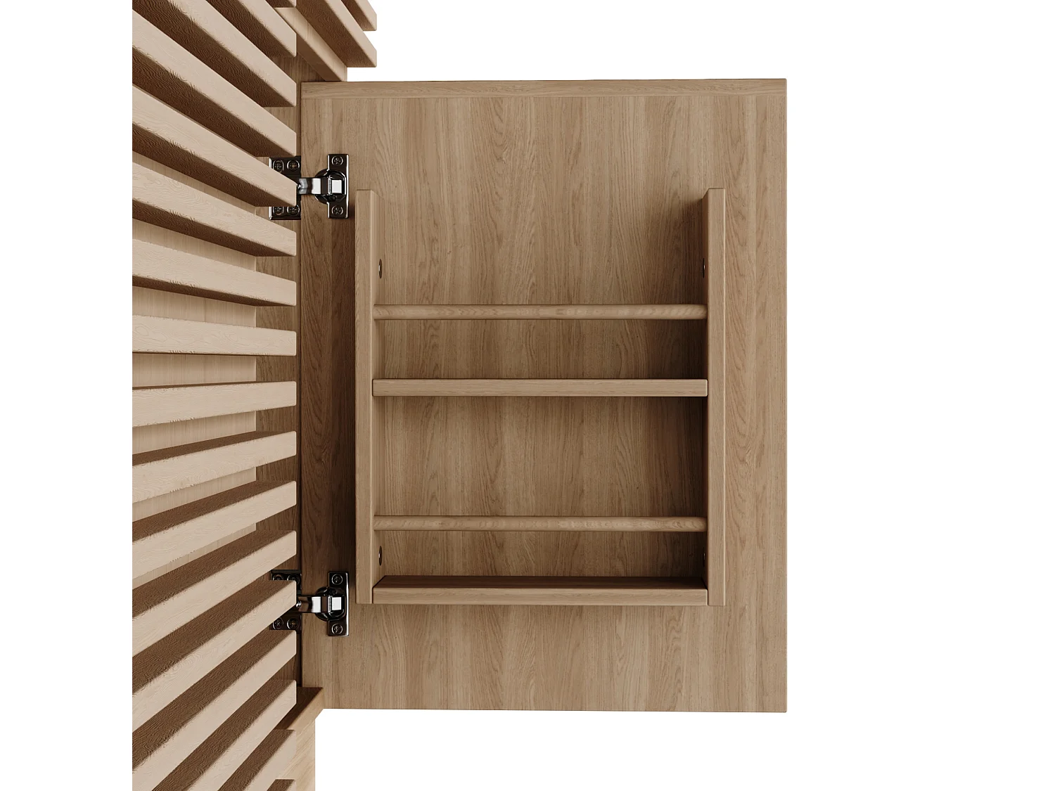Meuble vasque salle de bain naturel avec 2 portes, vasque en céramique