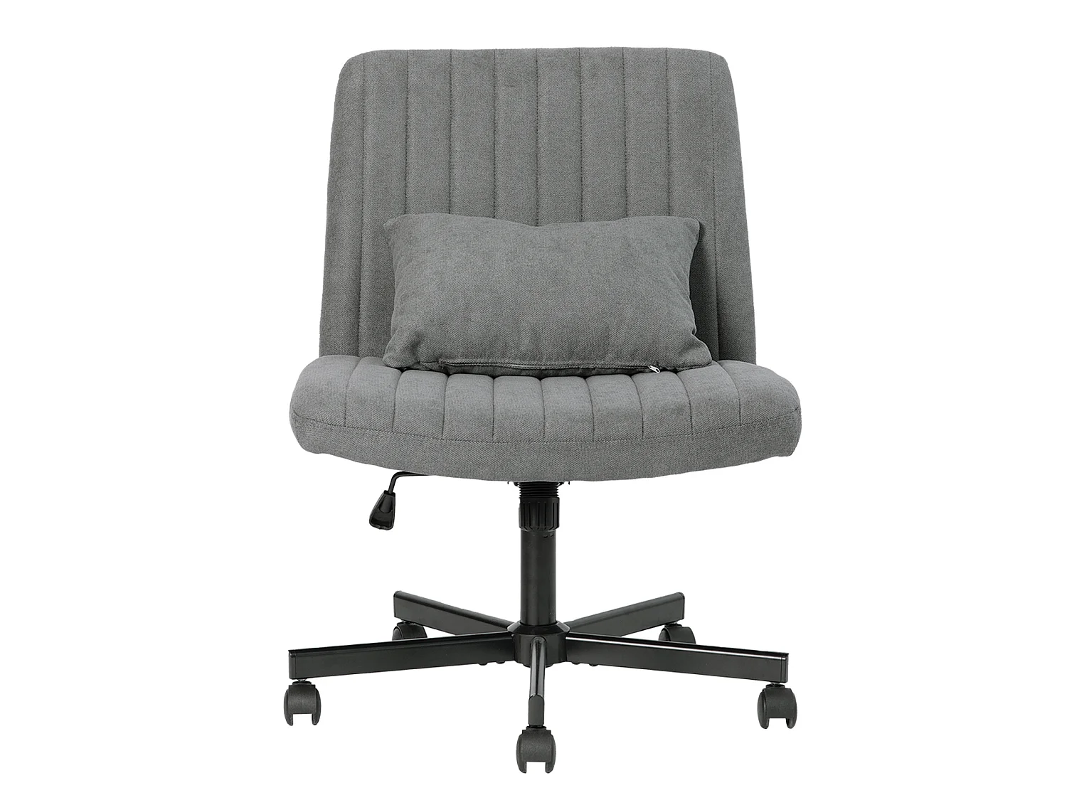 Fauteuil de bureau pivotante réglable avec roulettes silencieuses - Tissu gris foncé