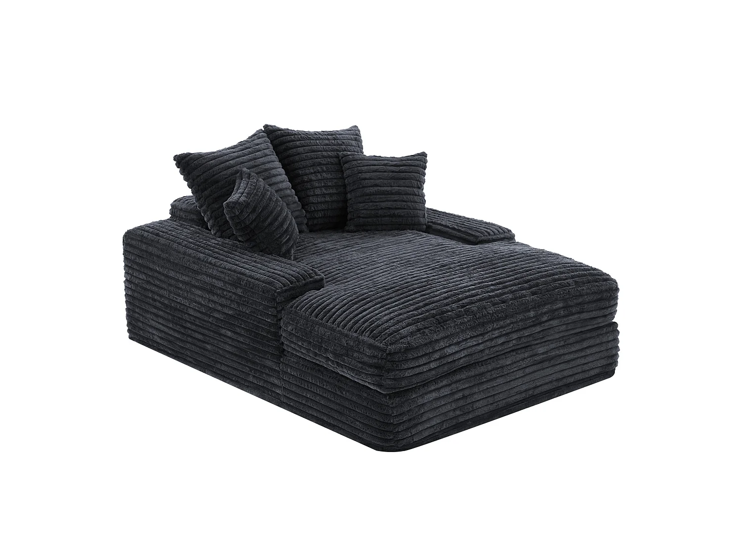 Chaise longue in velluto a coste grigio, 135 x 165 cm, con 4 cuscini, non richiede montaggio