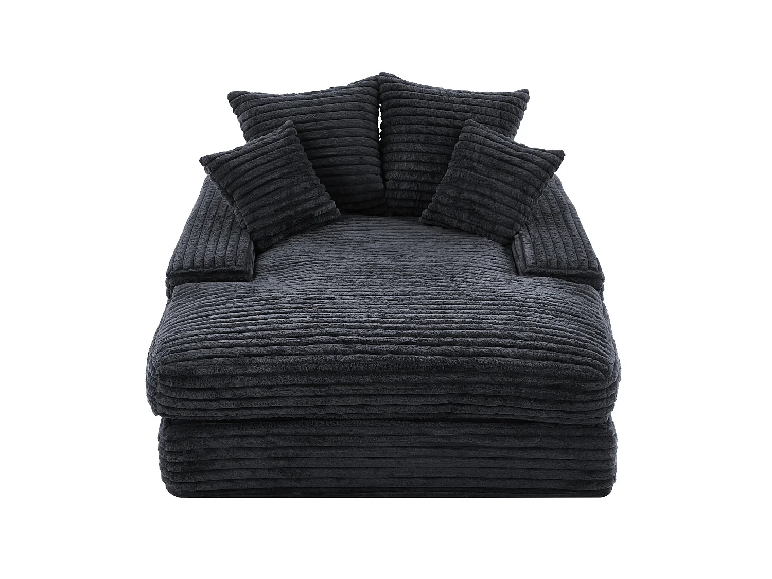 Chaise longue in velluto a coste grigio, 135 x 165 cm, con 4 cuscini, non richiede montaggio