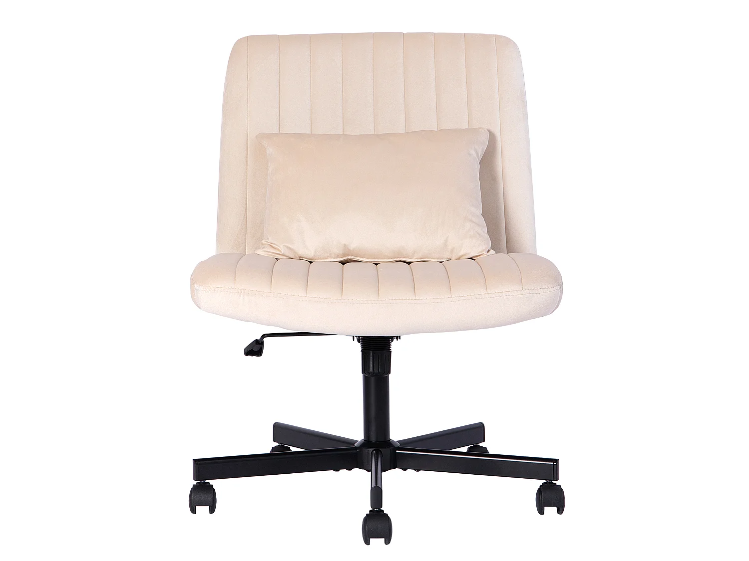 Fauteuil de bureau pivotante réglable avec roulettes silencieuses - Tissu beige