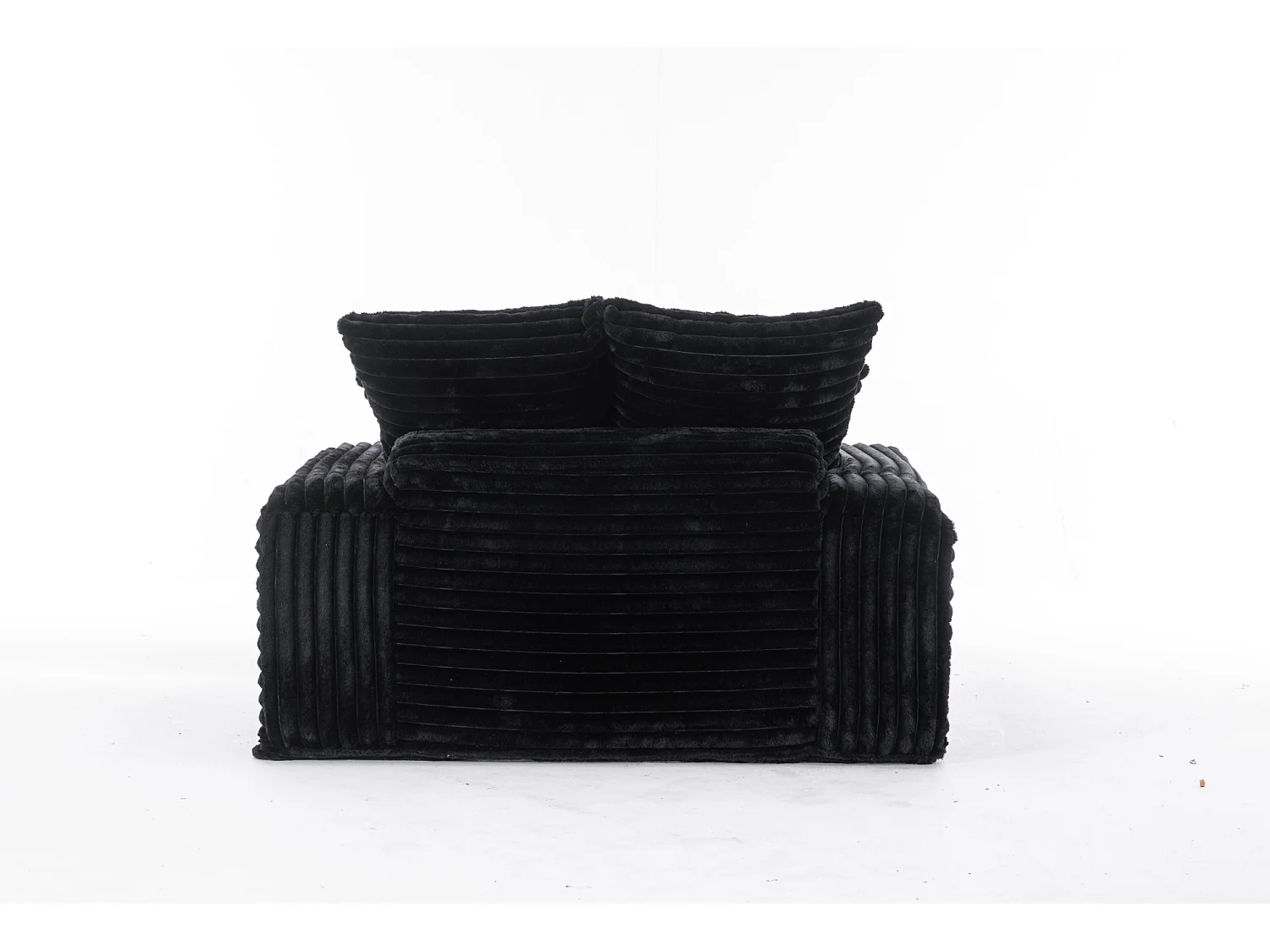 Chaise longue in velluto a coste nero, 135 x 165 cm, con 4 cuscini, non richiede montaggio