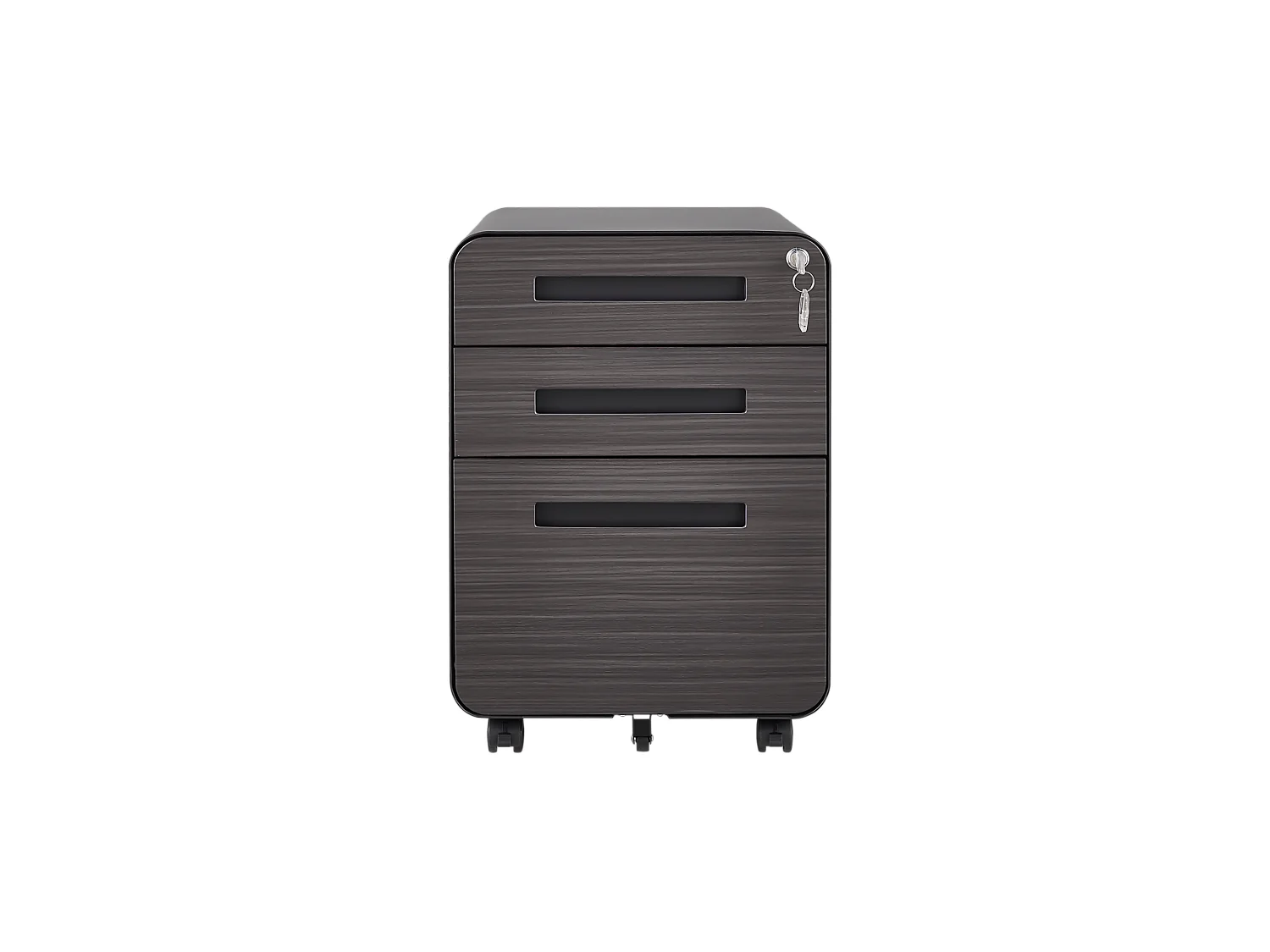 Mobile schedario nero con 3 cassetti e 5 ruote, 40 x 46 x 58 cm