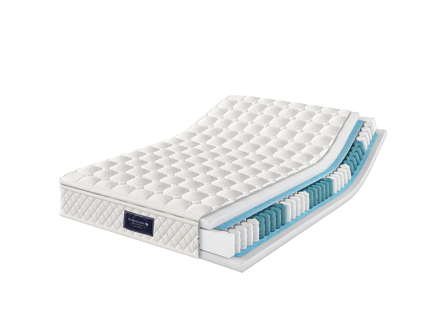 Matelas 160 x 200 cm ressorts ensachés 7 zones mousse froide H3 25 cm certifié Oeko-Tex microfibre blanc