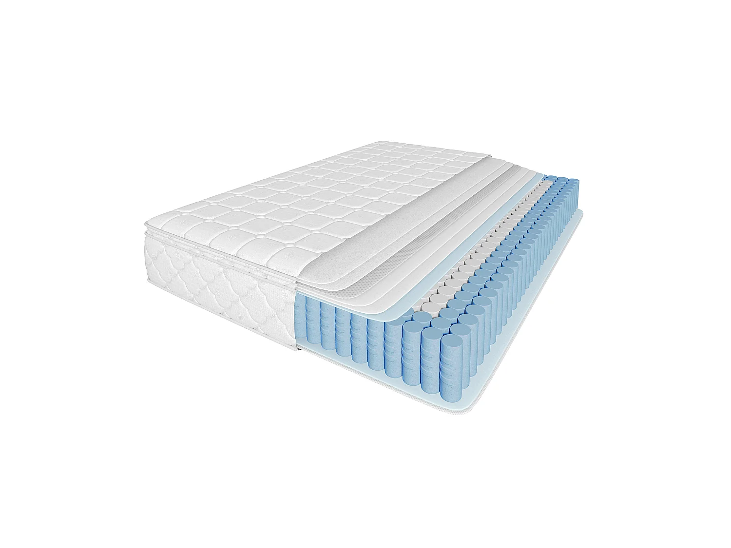 Matelas 160 x 200 cm ressorts ensachés 7 zones mousse froide H3 25 cm certifié Oeko-Tex microfibre blanc
