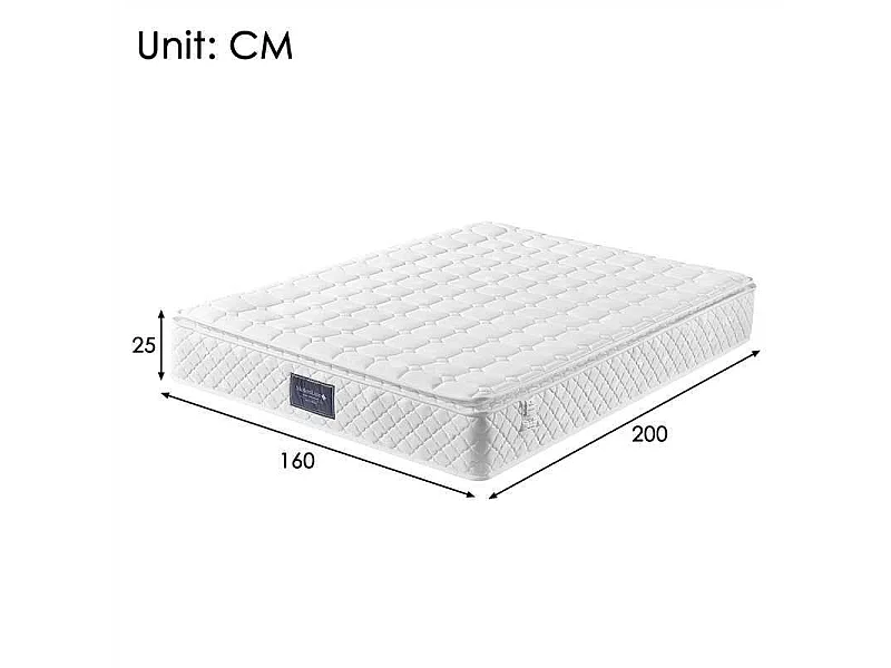 Matelas 160 x 200 cm ressorts ensachés 7 zones mousse froide H3 25 cm certifié Oeko-Tex microfibre blanc