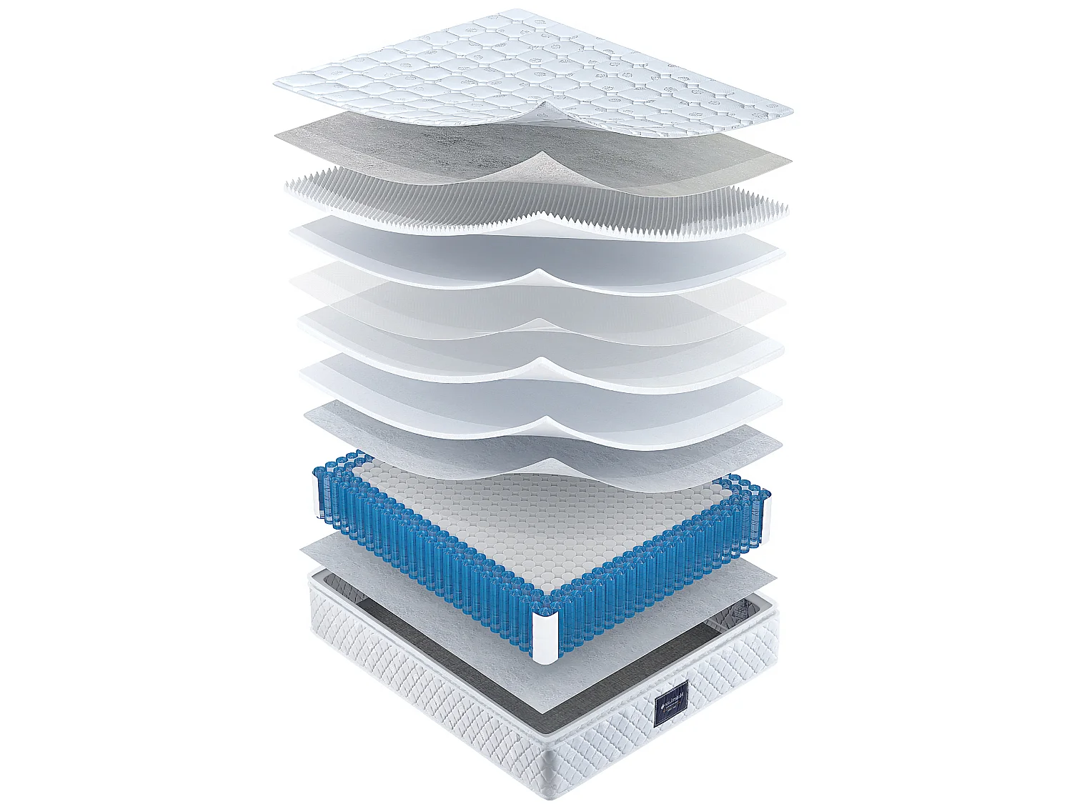 Matelas 90 x 200 cm ressorts ensachés 7 zones mousse froide H3 25 cm certifié Oeko-Tex microfibre blanc