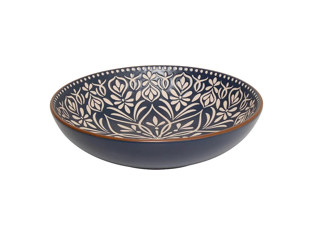 Lot de 6 Assiettes Creuses en Céramique "Inès" 20cm Bleu