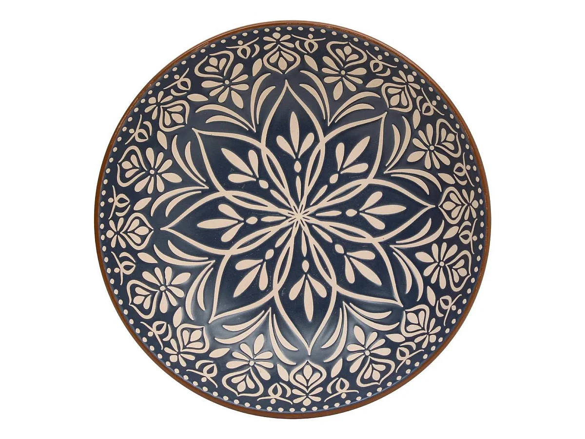 Lot de 6 Assiettes Creuses en Céramique "Inès" 20cm Bleu