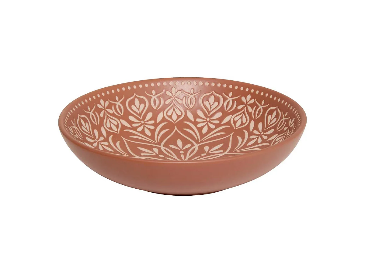 Lot de 6 Assiettes Creuses en Céramique "Inès" 20cm Terracotta