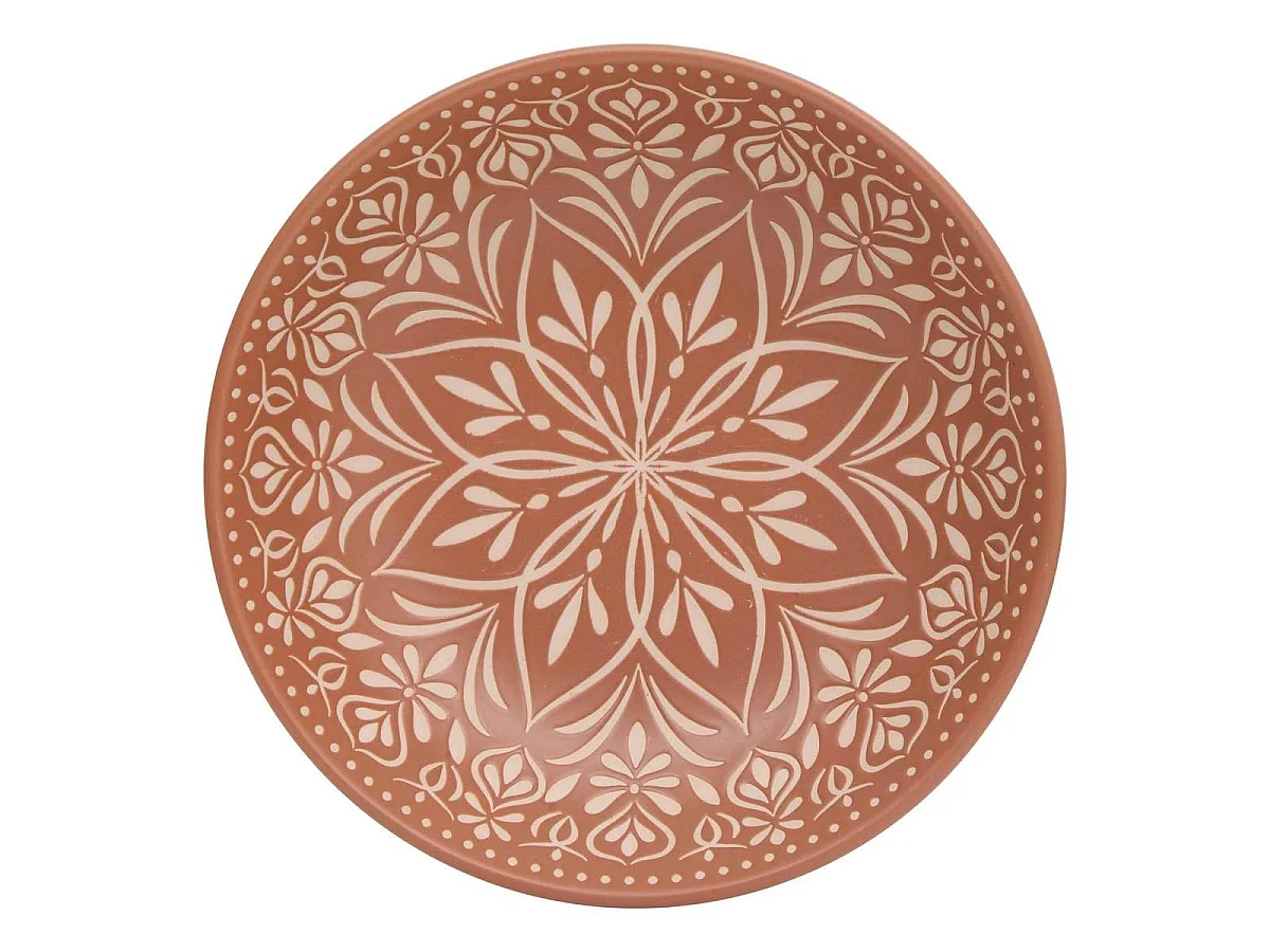 Lot de 6 Assiettes Creuses en Céramique "Inès" 20cm Terracotta