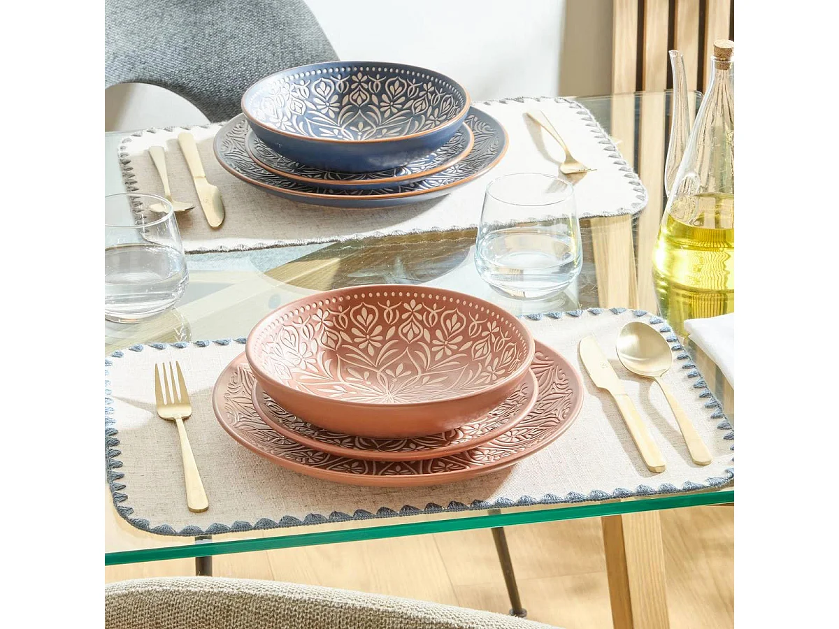 Lot de 6 Assiettes Creuses en Céramique "Inès" 20cm Terracotta