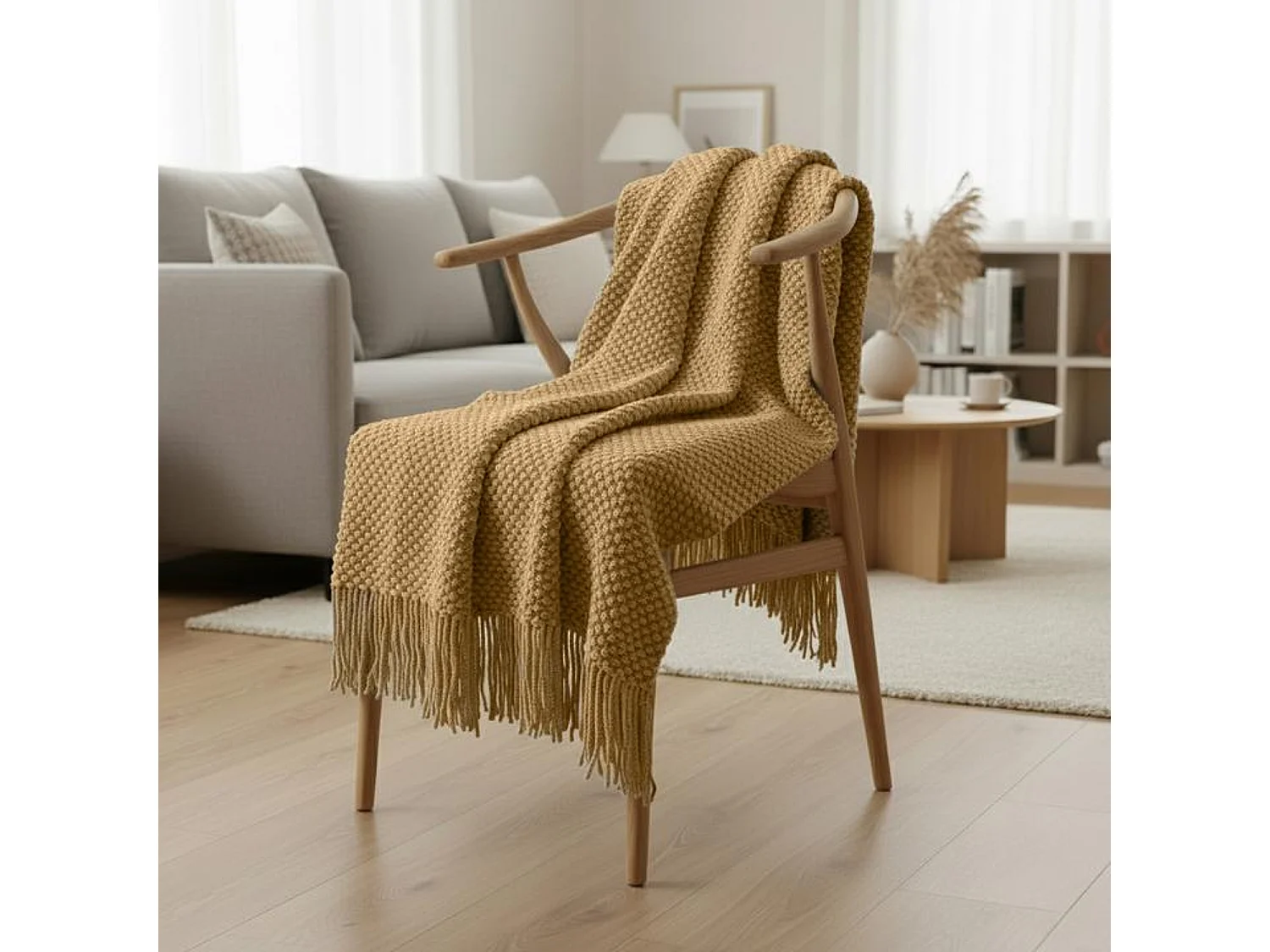 Couverture plaid marron 130x170cm DENARLA - SACASA