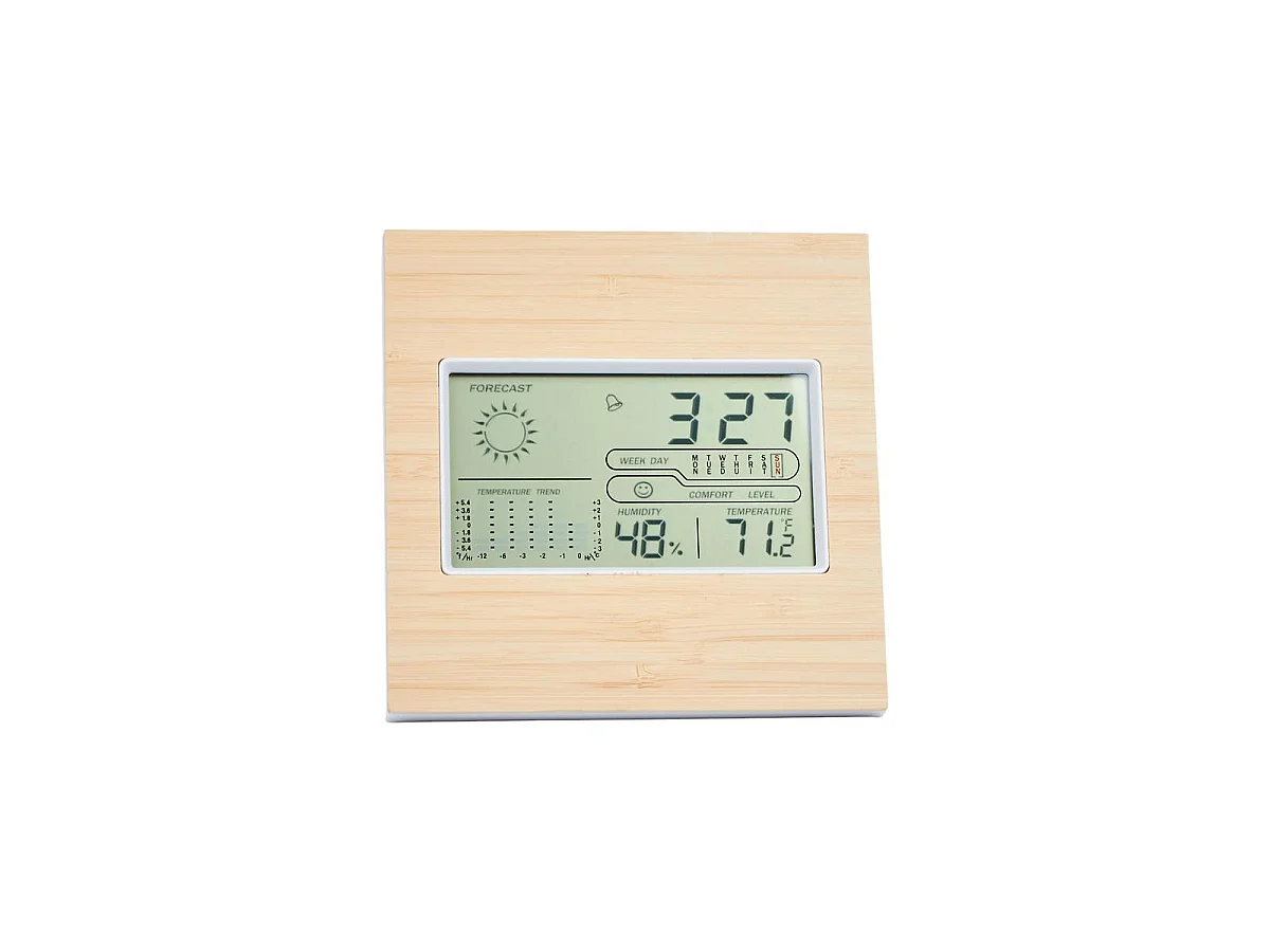 Station Météo Multifonctions "Bambou" 13cm Naturel