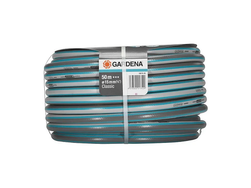 Tuyau d'arrosage renforcé GARDENA Classic 50 m Ø15 mm 22 bar Gris