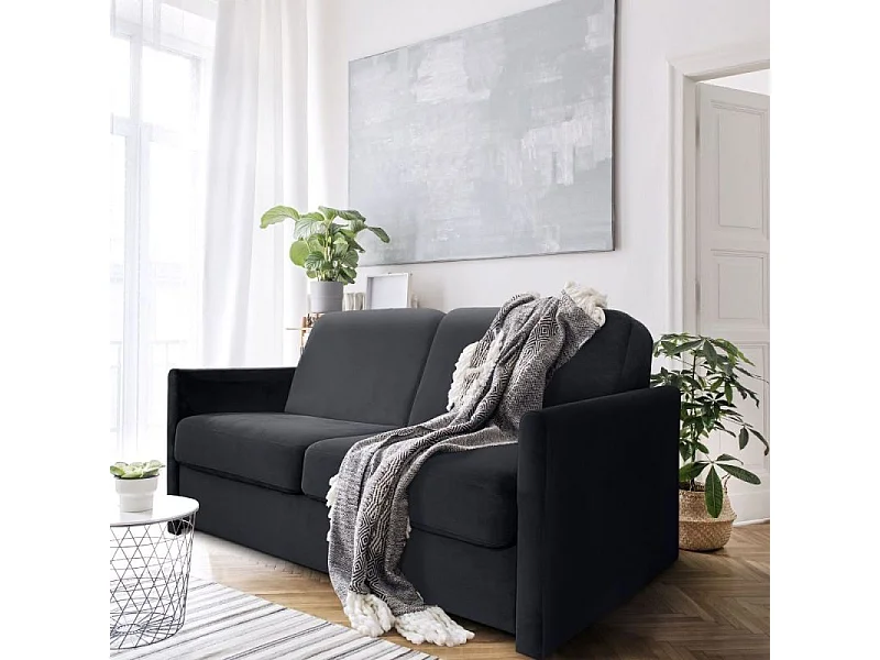 XEUS Canapé convertible 3 places gris anthracite-matelas Diva Literie 140cm