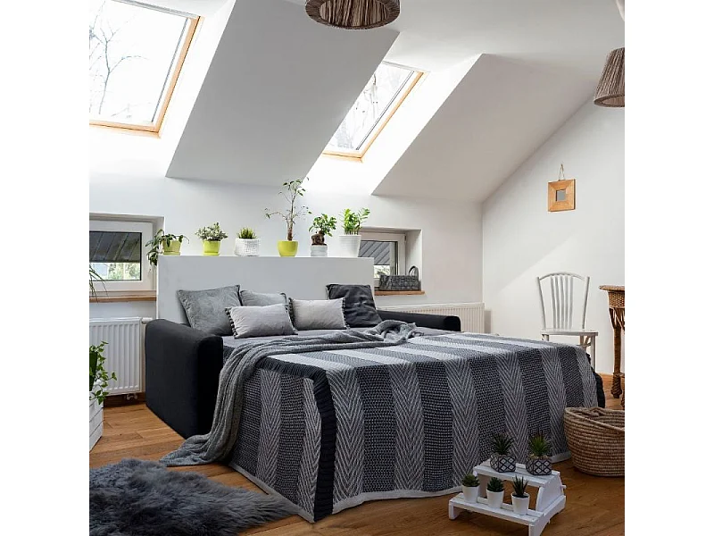 XEUS Canapé convertible 3 places gris anthracite-matelas Diva Literie 140cm