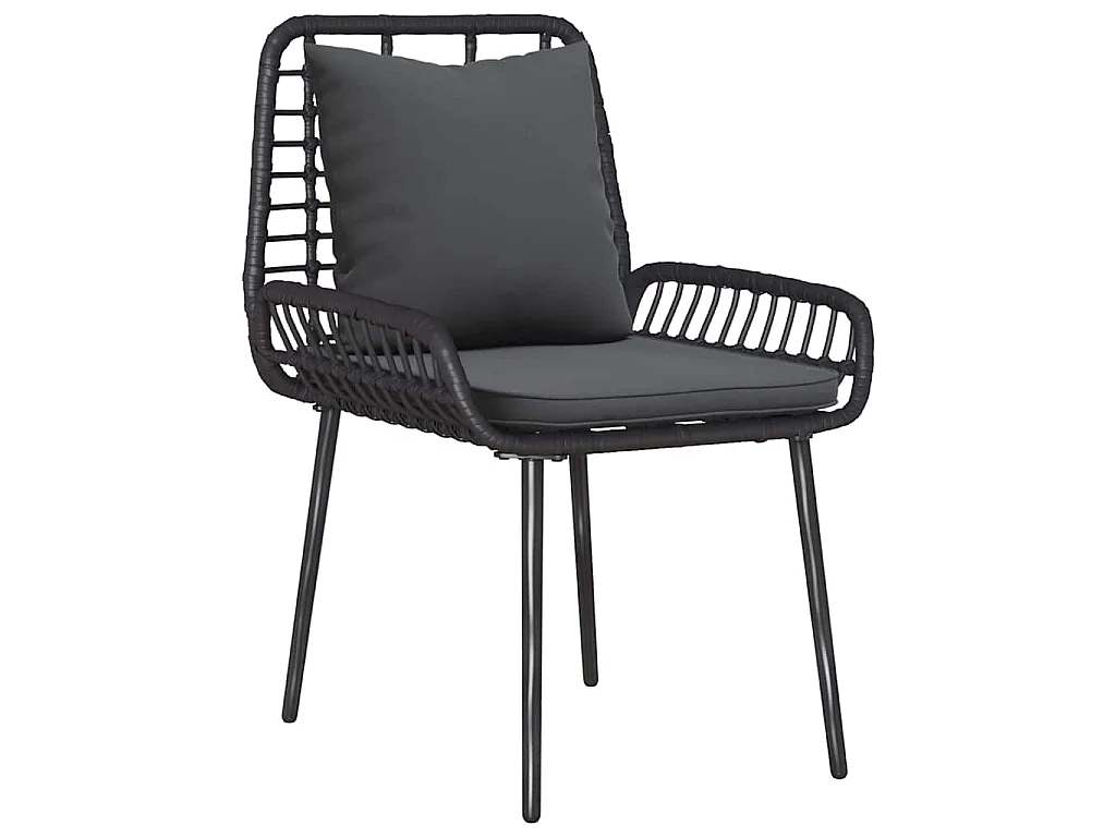Ensemble de meubles de jardin 4 pièces Noir et Crème polyrotin
