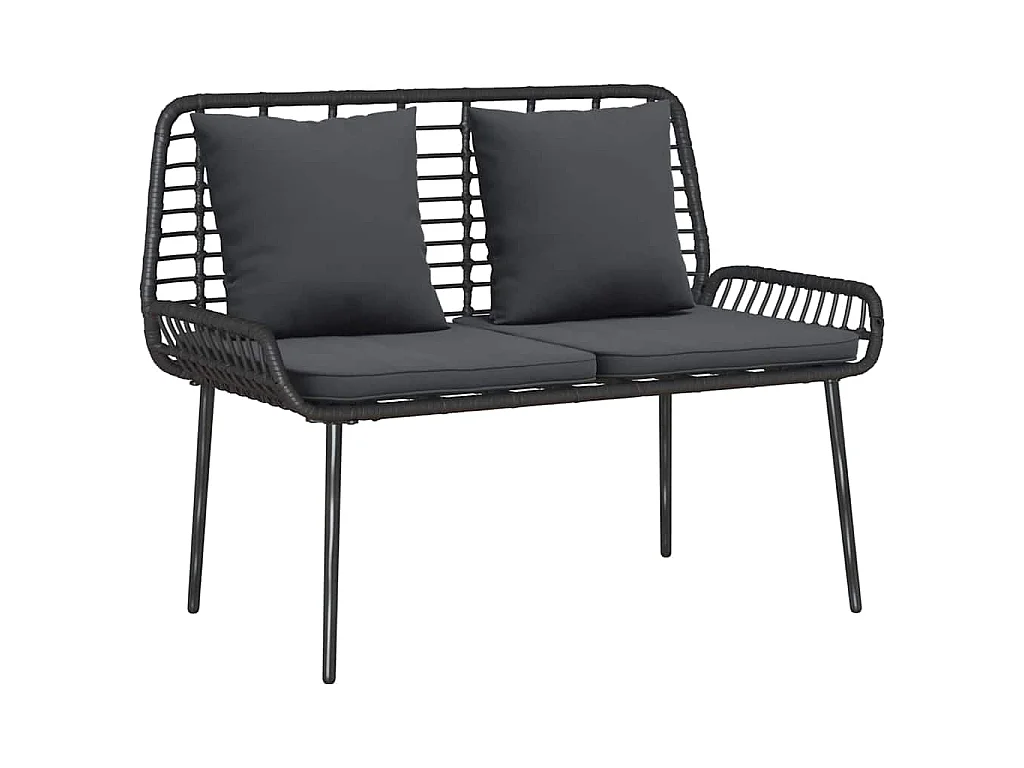 Ensemble de meubles de jardin 4 pièces Noir et Crème polyrotin