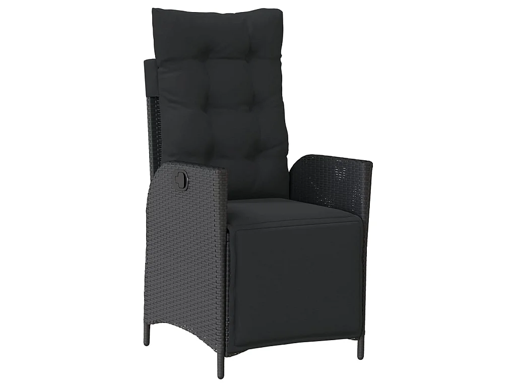Ensemble de bistro 3 pièces avec coussins noir résine tressée