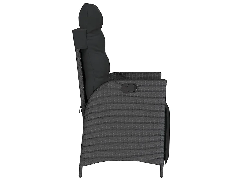 Ensemble de bistro 3 pièces avec coussins noir résine tressée