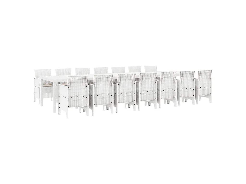 Conjunto de Comedor de Jardín 15 pcs Blanco Ratan Polt