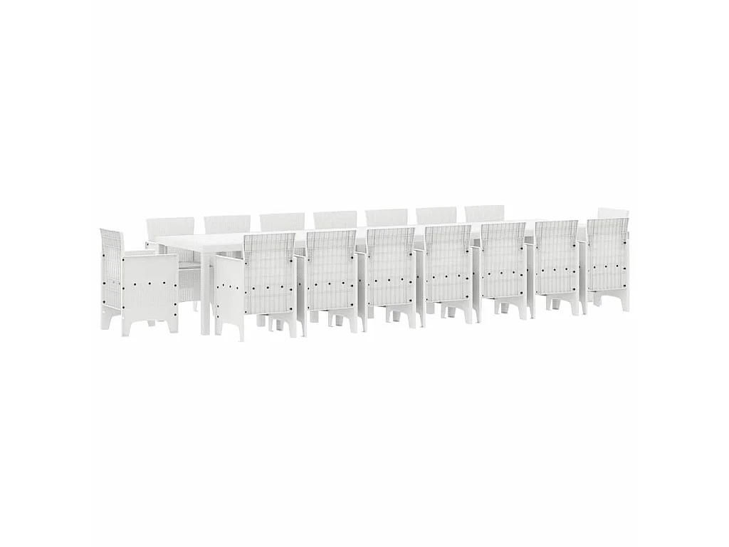 Conjunto de Comedor de Jardín 17 pcs Blanco Ratan Polt