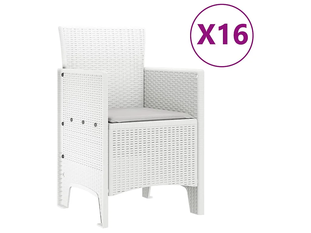 Conjunto de Comedor de Jardín 17 pcs Blanco Ratan Polt