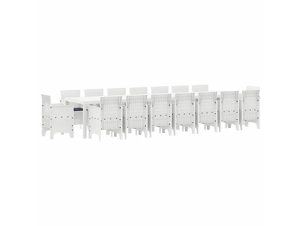 Conjunto de Comedor de Jardín 17 pcs Blanco Ratan Polt