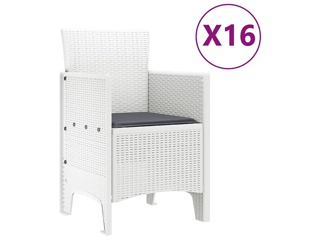 Conjunto de Comedor de Jardín 17 pcs Blanco Ratan Polt