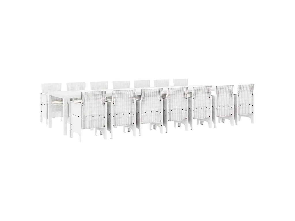 Conjunto de Comedor de Jardín 15 pcs Blanco Ratan Polt