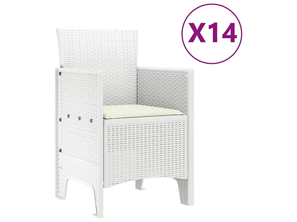 Conjunto de Comedor de Jardín 15 pcs Blanco Ratan Polt