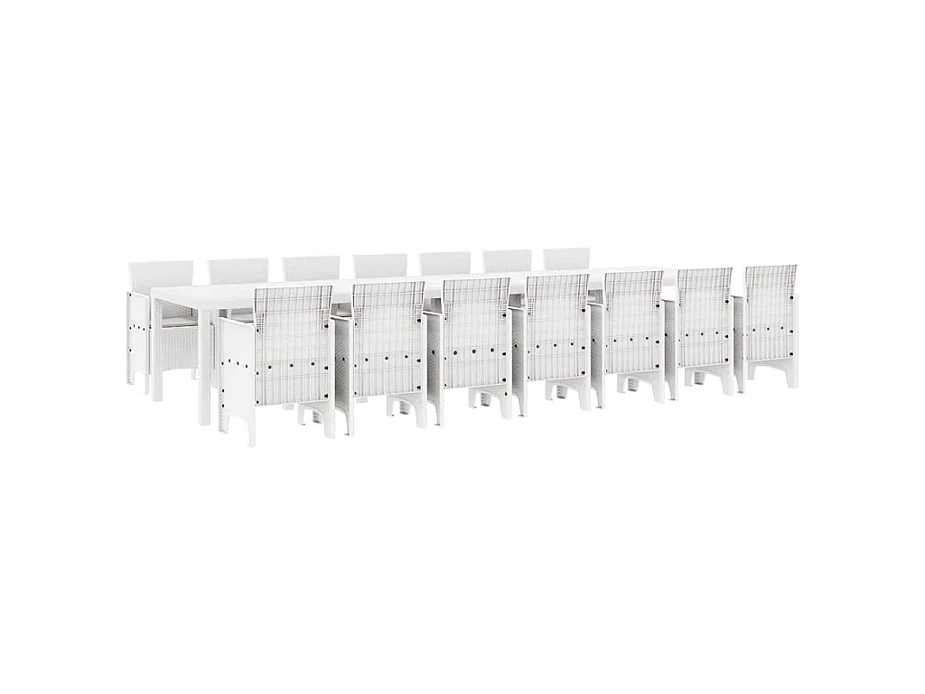 Conjunto de Comedor de Jardín 15 pcs Blanco Ratan Polt