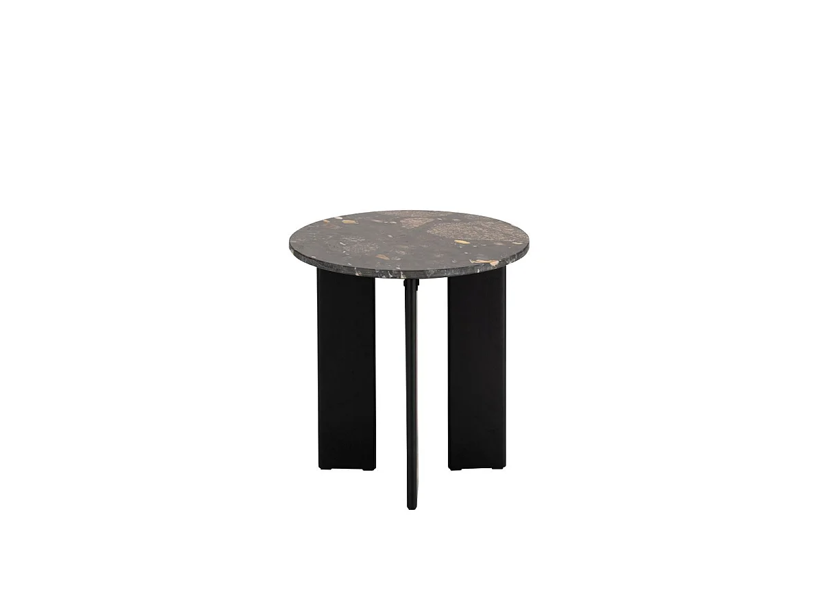 Table d'Appoint en Marbre "Mathilde" 50cm Noir & Pêche