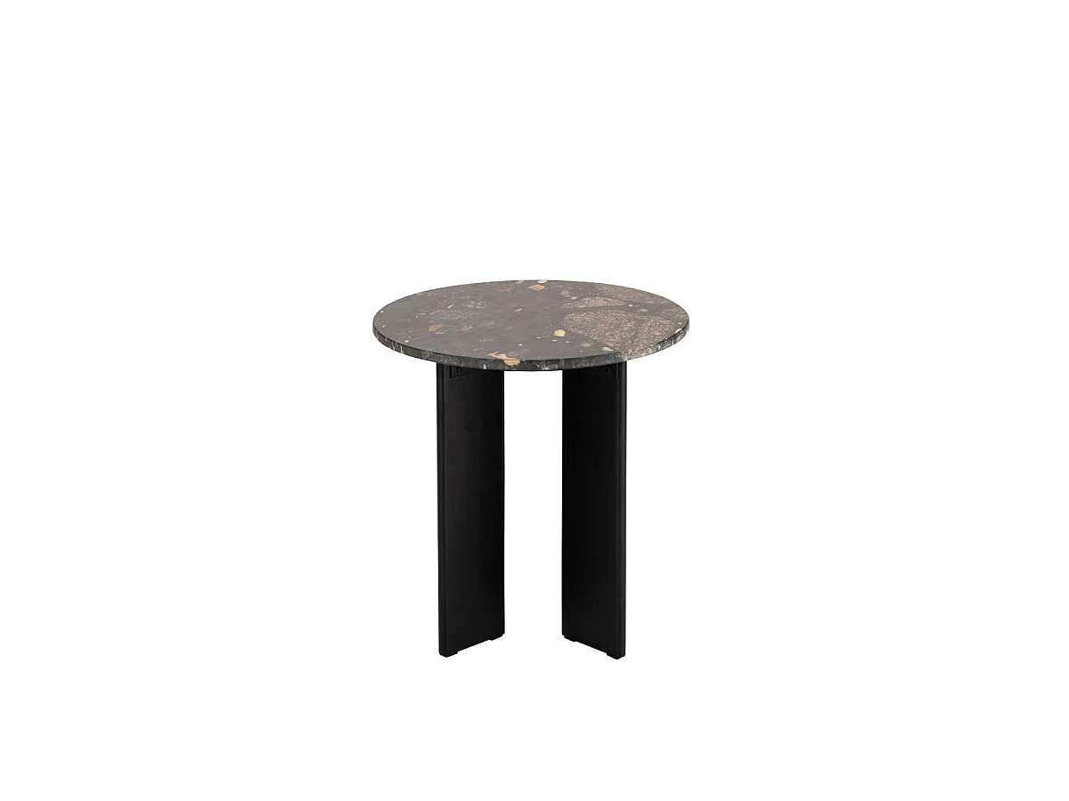Table d'Appoint en Marbre "Mathilde" 50cm Noir & Pêche