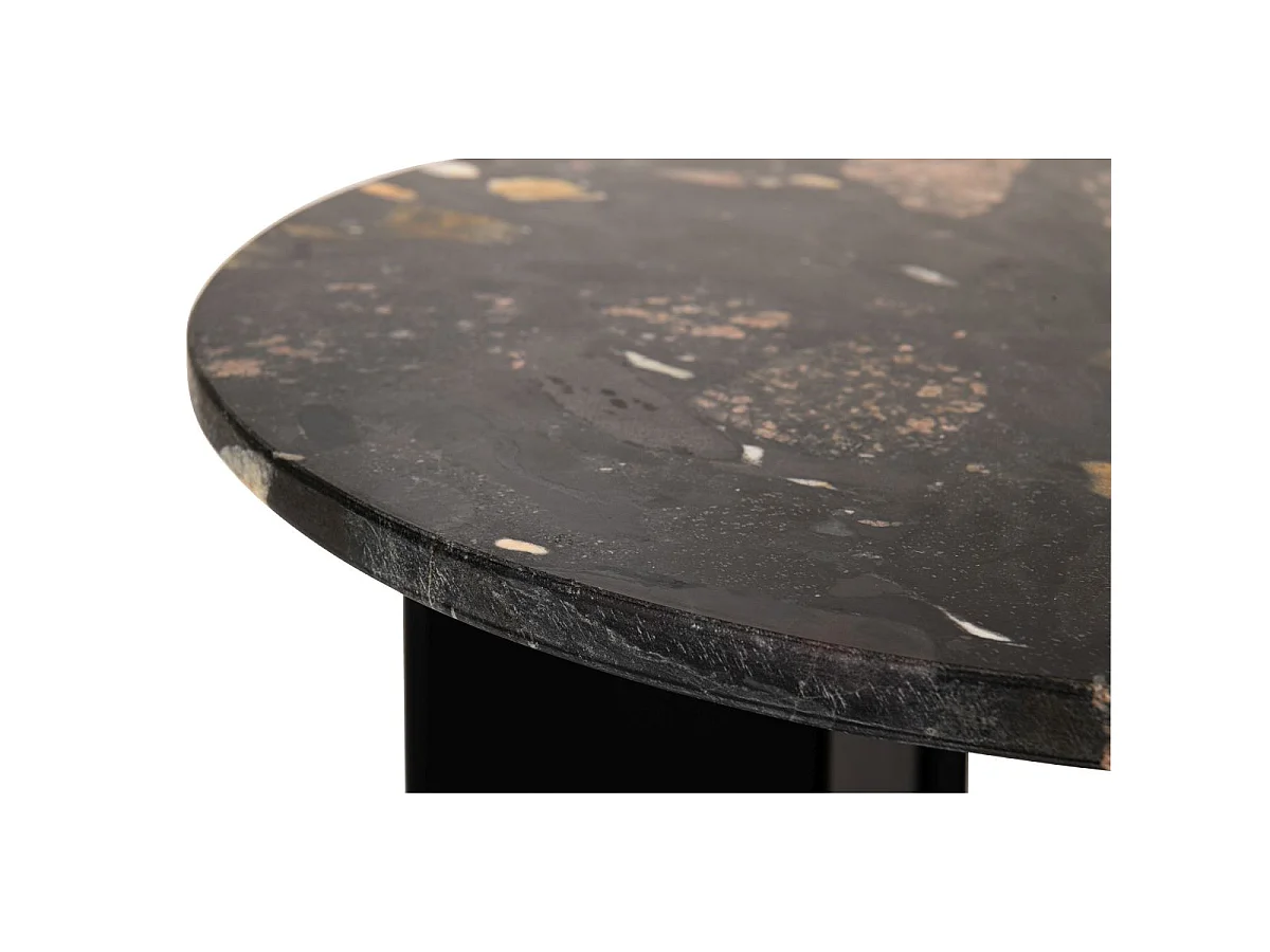 Table d'Appoint en Marbre "Mathilde" 50cm Noir & Pêche