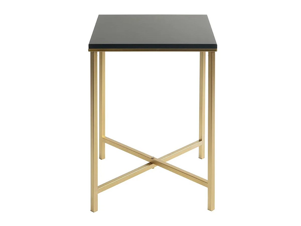 Table d'Appoint Carrée "Alba" 55cm Noir & Or